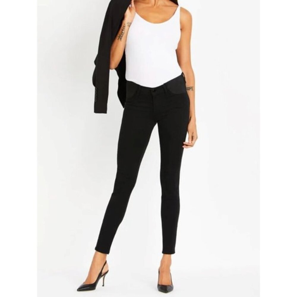 J Brand Mama J Skinny Maternity Jeans in Seriously Black Eco Wash SZ 30